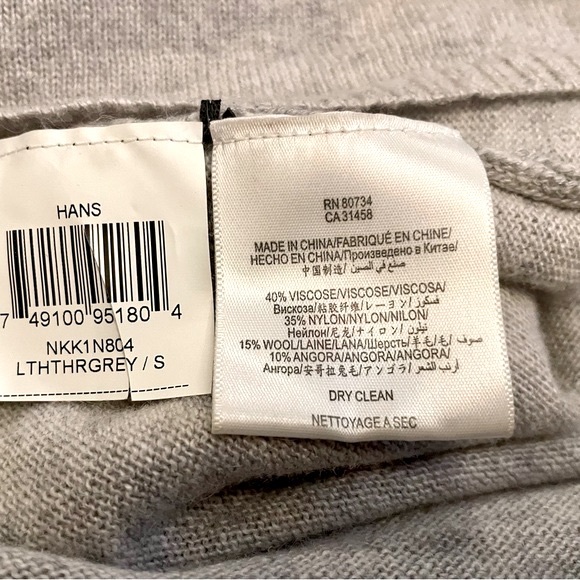 BCBGMAXAZRIA Hans Poncho Pointelle Cutout Wool Angora Lightweight Sweater Small - Picture 11 of 16